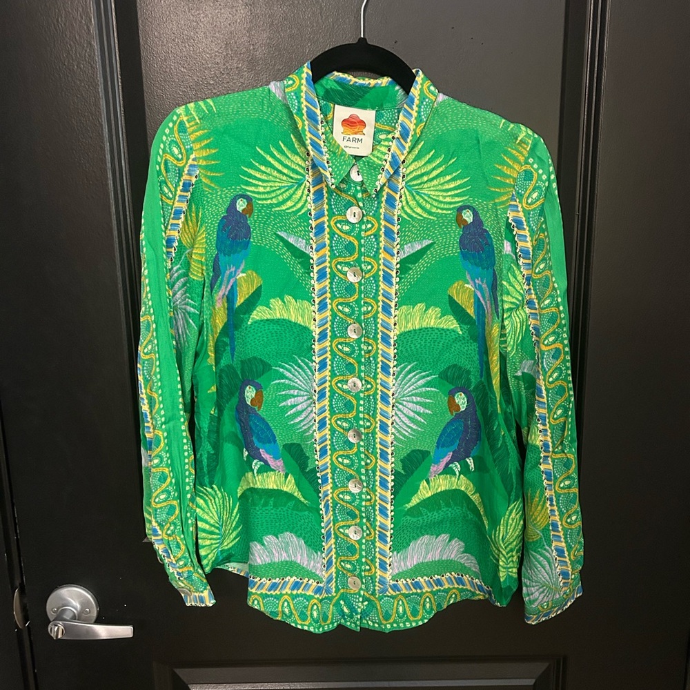 FARM Rio Multicolor Tropical Print Blouse